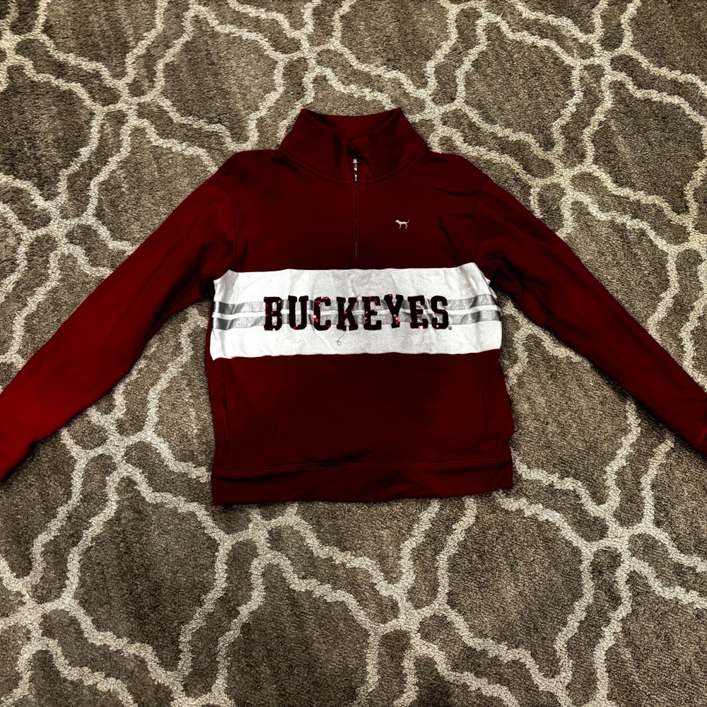VS Pink Ohio State Buckeyes Quarter Zip Red Size S